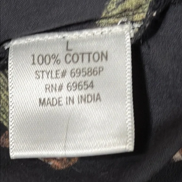 Black Cactus Print, Cotton, Off-Shoulder Top, 3/4 Sleeve, Like New, Large - Picture 10 of 10